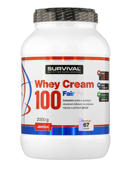 Survival Whey Cream 100 Fair Power Jahoda 2000 Gramů