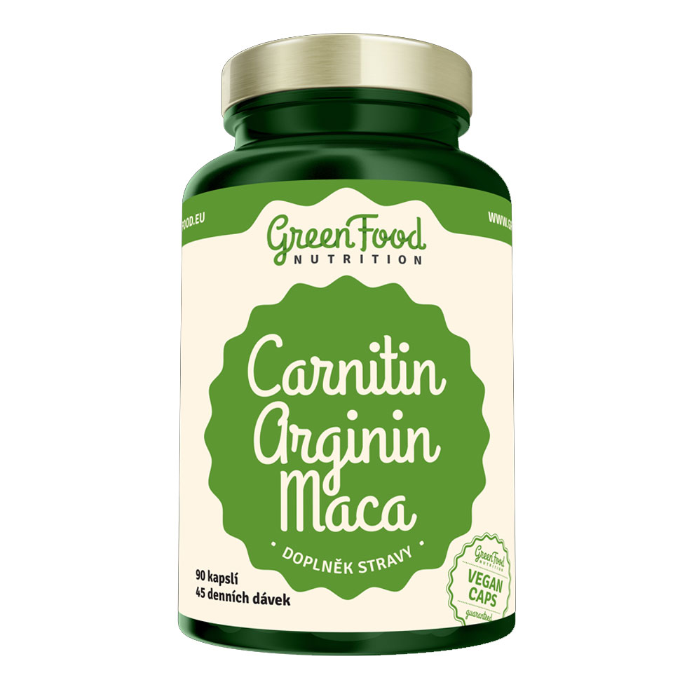 GreenFood Nutrition Carnitin Arginin Maca Bez příchutě 90 Kapslí