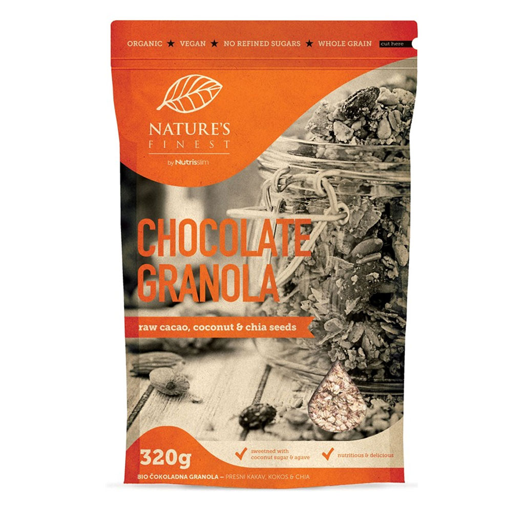 Nutrisslim Chocolate Granola BIO Bez příchutě 320 Gramů
