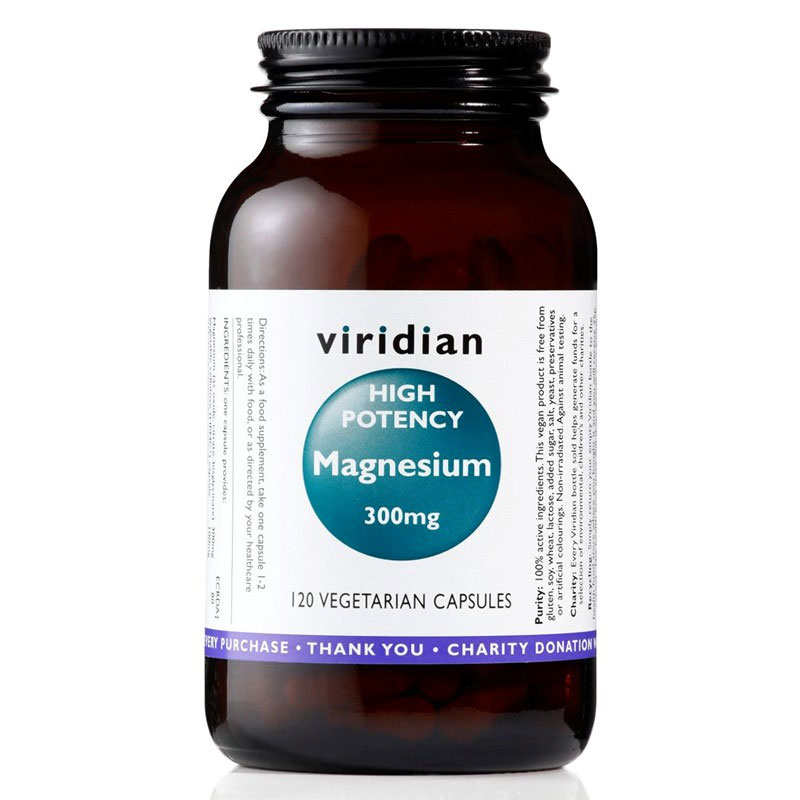 Viridian High potency Magnesium 300mg Bez příchutě 120 Kapslí