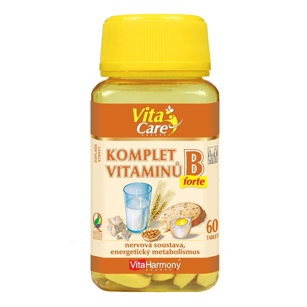 VitaHarmony Komplet vitaminů B forte Bez příchutě 60 Tablet