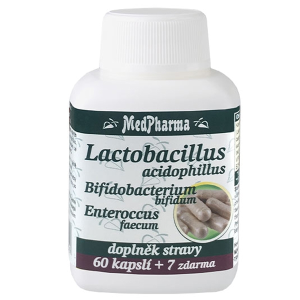 MedPharma Lactobacillus acidophilus Zelené jablko 67 Kapslí