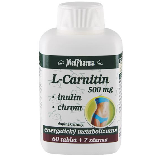 MedPharma L-Carnitin 500 mg + inulin + chrom Zelené jablko 67 Tablet