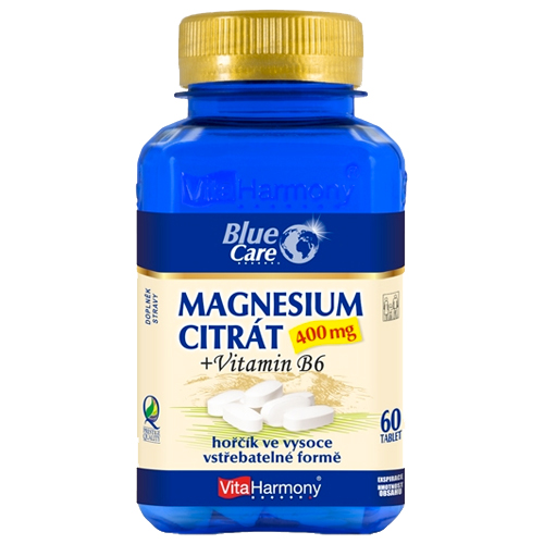 VitaHarmony Magnesium citrát 400mg + Vitamin B6 Banán, Citron 60 Tablet
