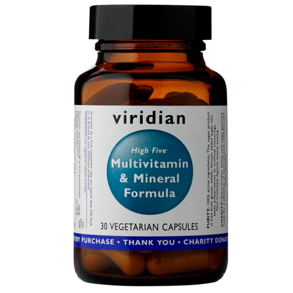 Viridian High Five Multivitamin & Mineral Formula Bez příchutě 120 Kapslí