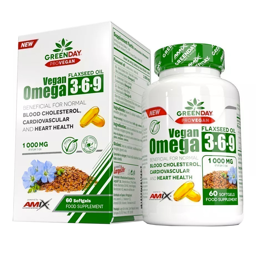 Amix Nutrition ProVegan Omega 3-6-9 Malina, Višeň 60 Kapslí