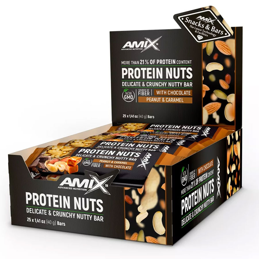 Amix Nutrition Protein Nuts Bar Arašídy, Karamel 40 Gramů