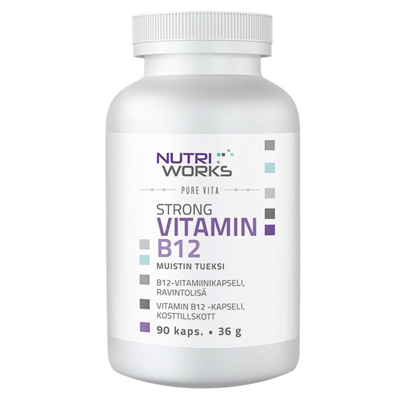 NutriWorks Strong Vitamin B12 Bez příchutě 90 Kapslí