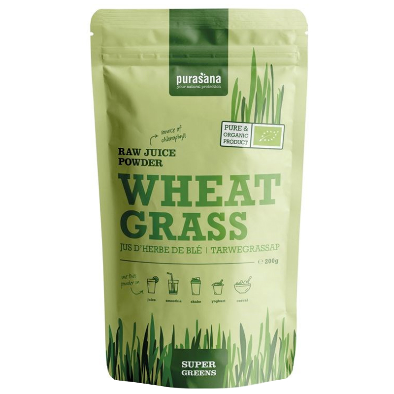 Purasana Wheat Grass Powder BIO Bez příchutě 200 Gramů