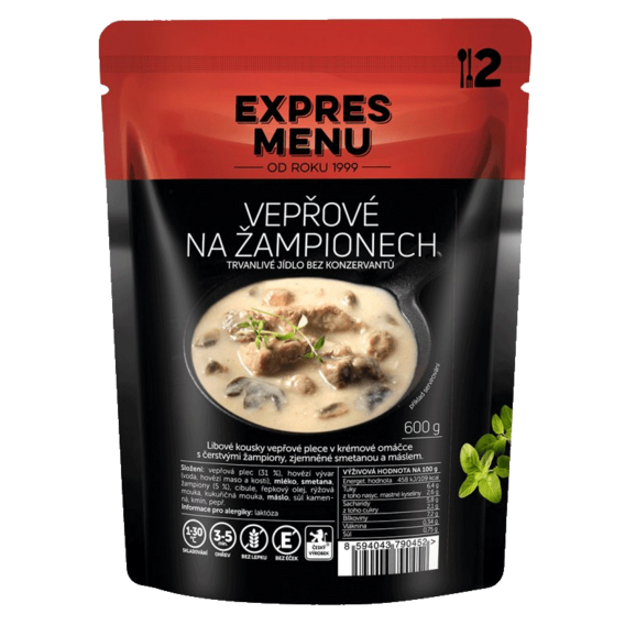 Expres menu Schweinefleisch auf Champignons