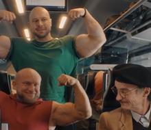 Milan Šádek, Vojta Koritenský and Antonín Hodan in an advertisement for Czech Railways 