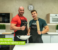 Fitness recipes - quick protein pancake & eggs with rice