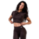 Tmavě hnědá Nebbia Seamless crop top s krátkým rukávem POWER 891
