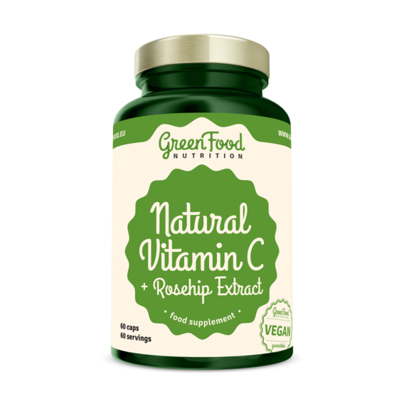 GreenFood Natural Vitamin C + Extrakt ze šípků - 60 kapslí