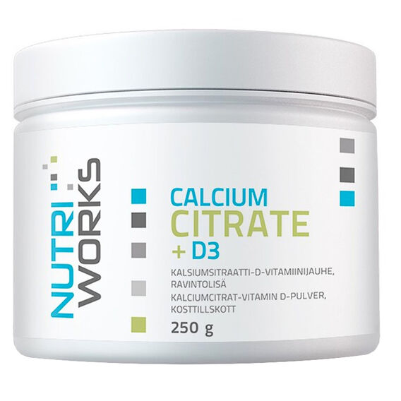 NutriWorks Calcium Citrate + D3 250 g bez příchutě