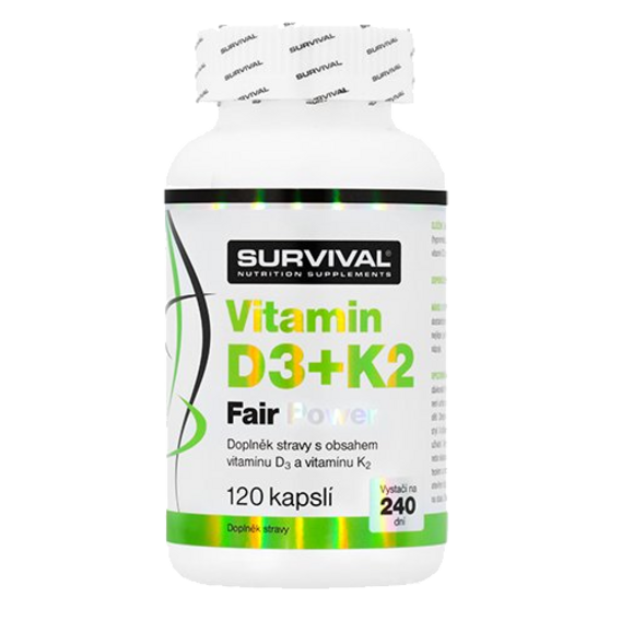 Survival Vitamin D3+K2 Fair Power 120 kapslí