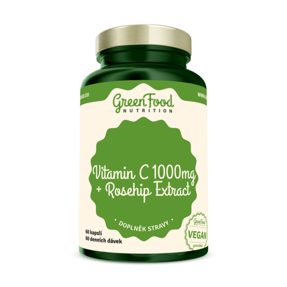 GreenFood Vitamin C 1000 + Extrakt ze šípků - 60 kapslí