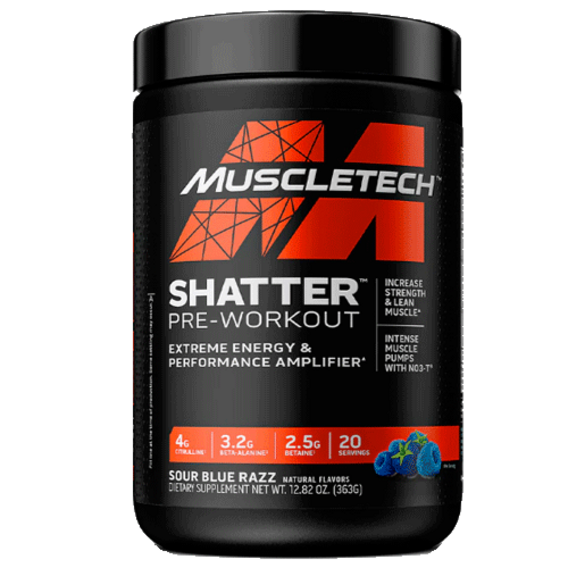 MuscleTech Shatter Pre-workout 363 g modrá malina