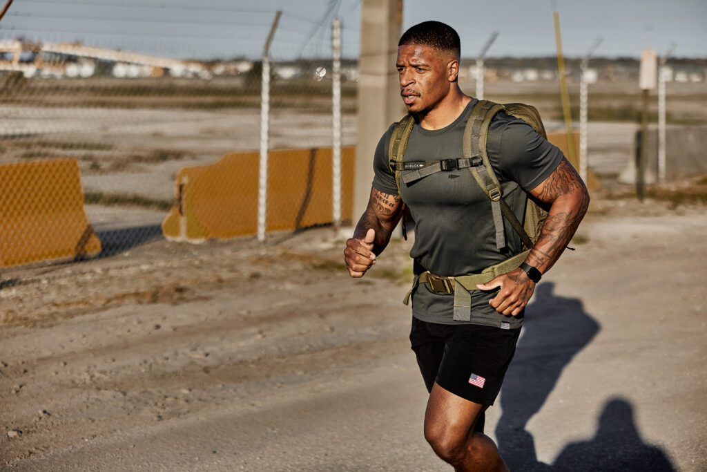 man in rucking