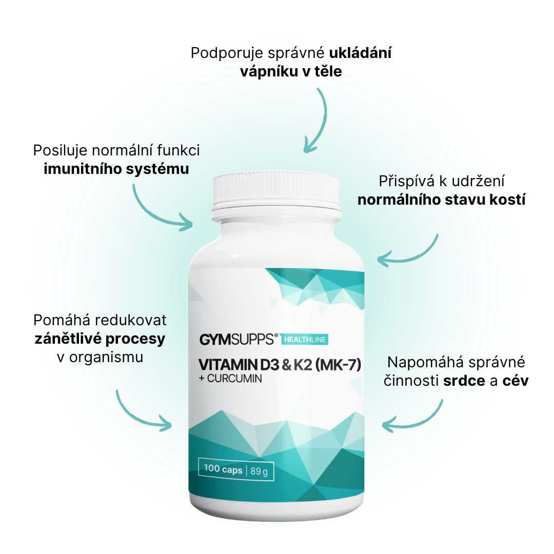 GymSupps Vitamin D3+K2 (MK-7) + Curcumin