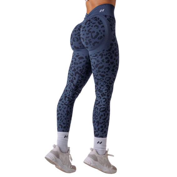 Nebbia Kompresní push-up legíny s leopardím vzorem PRIMAL 849 tmavě modré - M – M