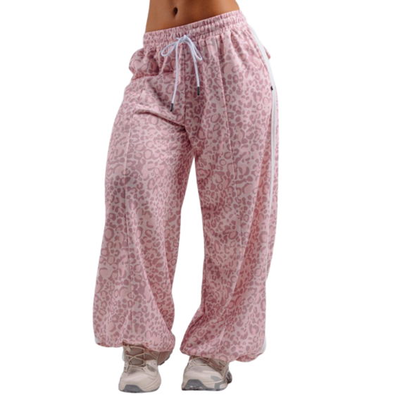 Nebbia Baggy tepláky s leopardím vzorem PRIMAL 865 ružové - L – L