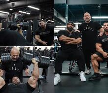 Hadi Choopan a Derek Lunsford na tréningu 3 týždne pred súťažou Mr Olympia 2023