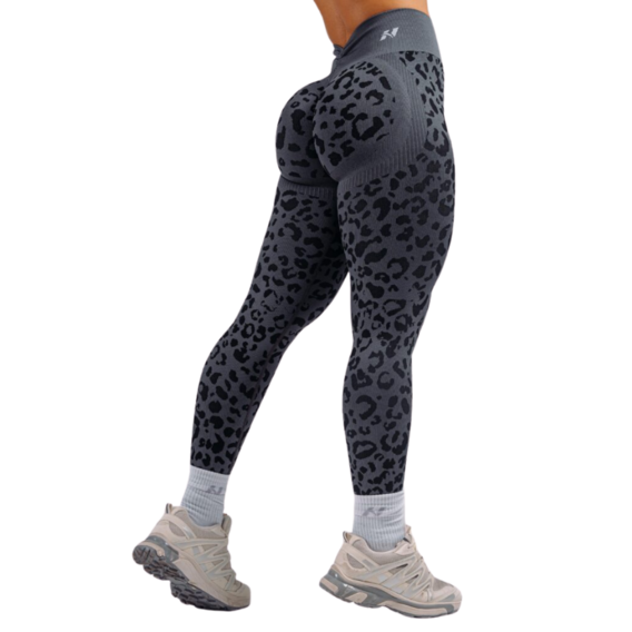 Nebbia Kompresní push-up legíny s leopardím vzorem PRIMAL 849 čierne - XS – XS