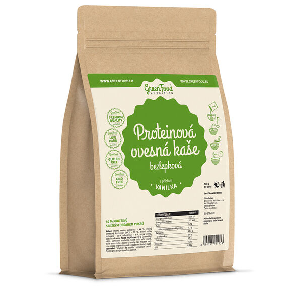 GreenFood Proteinová ovesná bezlepková kaše 500g - kakao