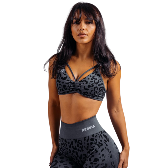 Nebbia Medium support športová podprsenka s leopardím vzorem PRIMAL 854 čierna - XS – XS