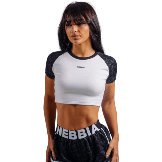 Nebbia Crop top s leopardím vzorem ’97 PRIMAL 861 čierne - M – M