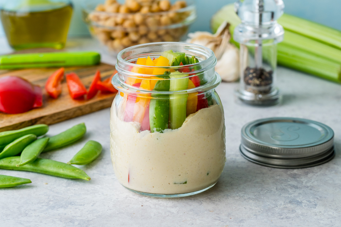 Hummus a zeleninové hranolky