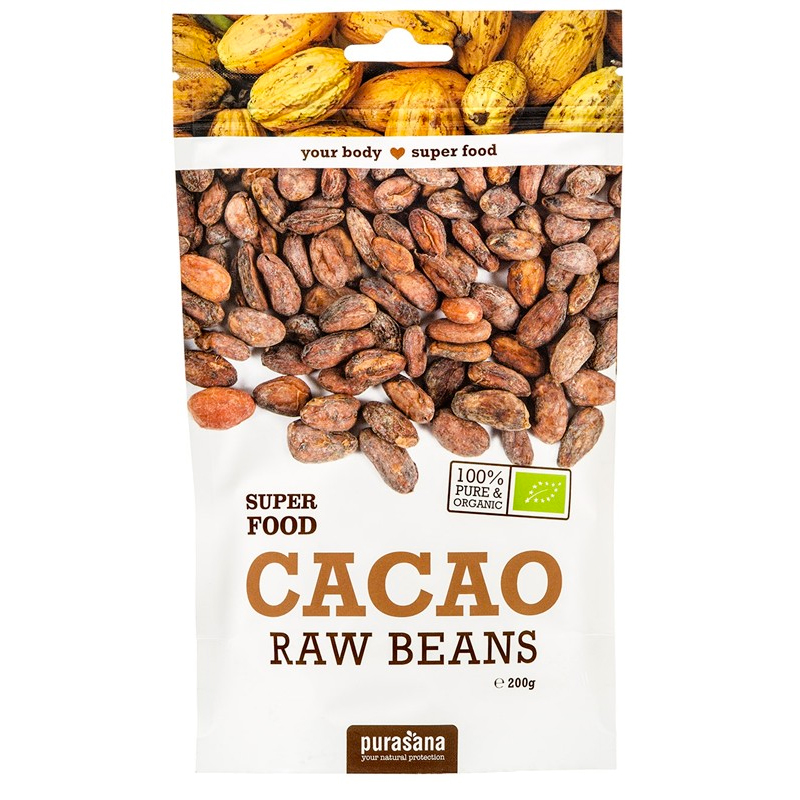 Purasana Cacao Beans BIO Bez příchutě 200 Gramů