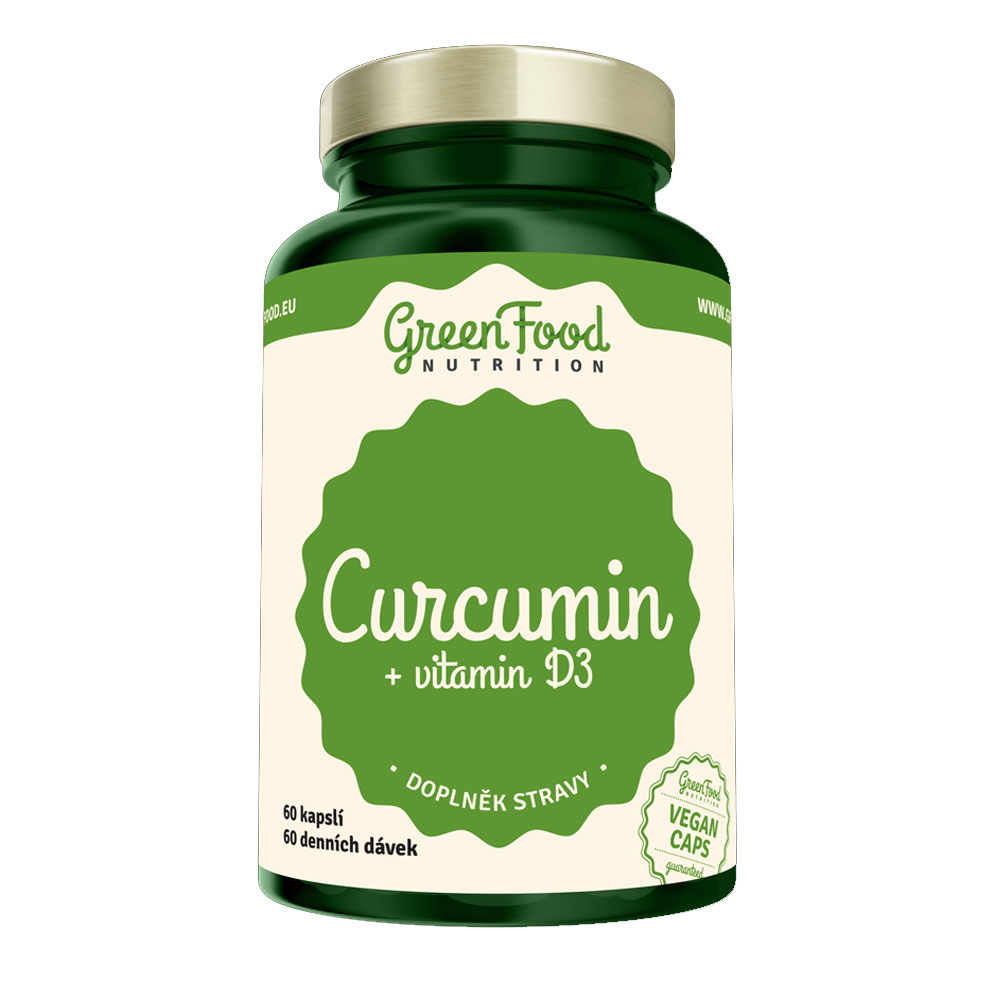 GreenFood Nutrition Curcumin + vitamín D3  60 Kapslí