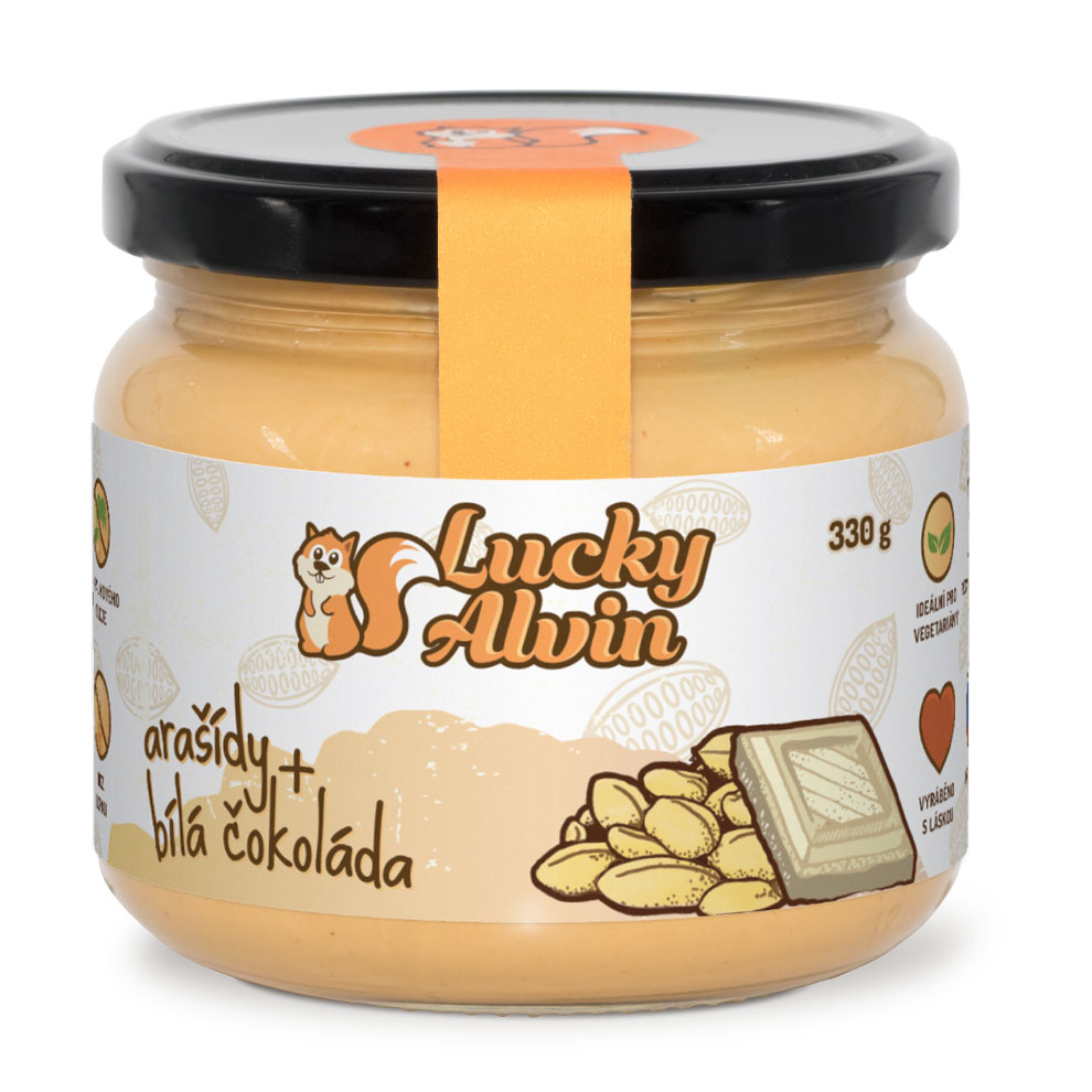 Lucky Alvin Arašídové máslo ochucené Hořká čokoláda 330 Gramů