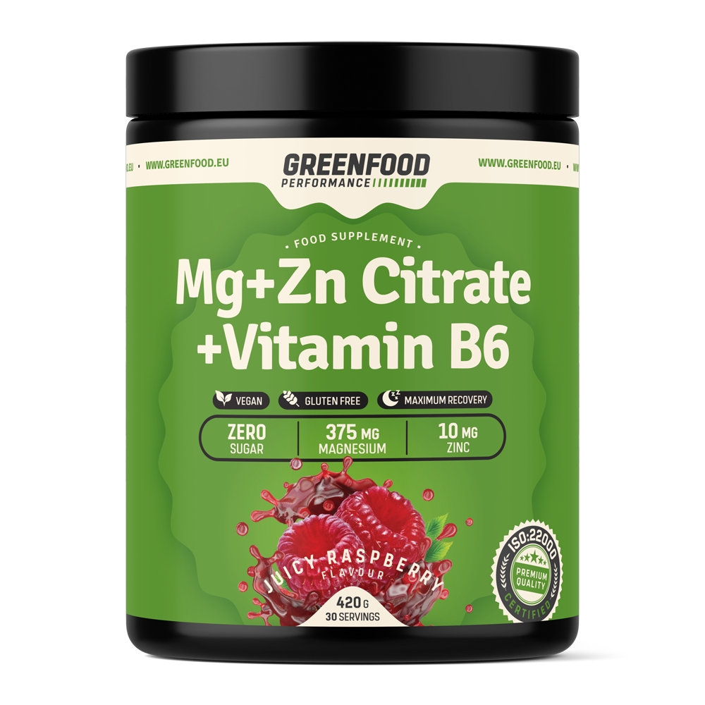 GreenFood Nutrition Performance Mg + ZN Citrate + Vitamin B6 Meloun 420 Gramů