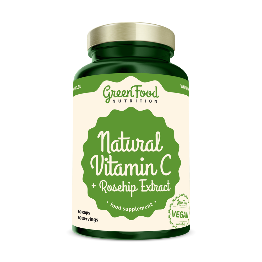 GreenFood Nutrition Natural Vitamin C + Extrakt ze šípků  60 Kapslí