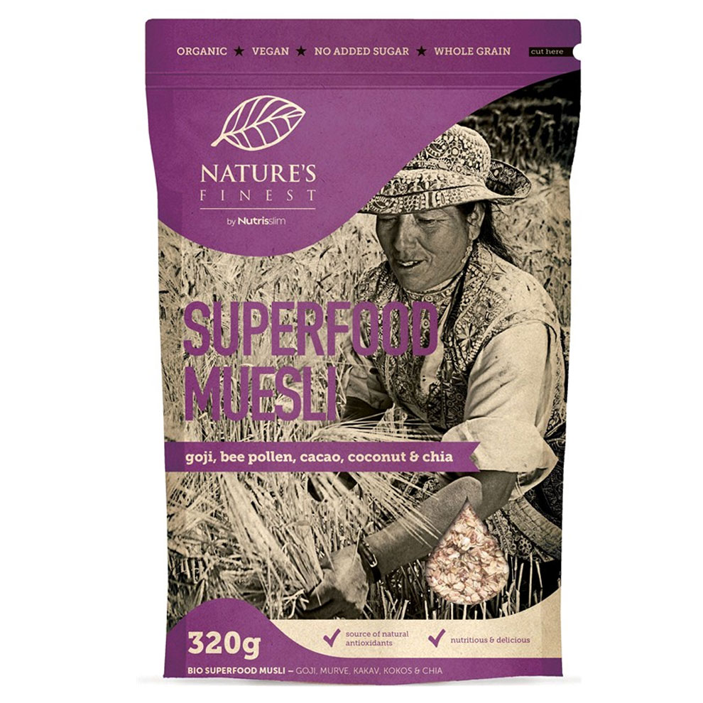 Nutrisslim Superfood Muesli BIO Bez příchutě 320 Gramů