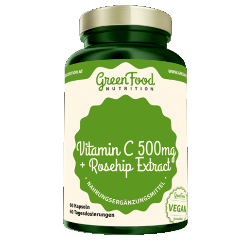 GreenFood Nutrition Vitamin C 500 + Extrakt ze šípků  60 Kapslí