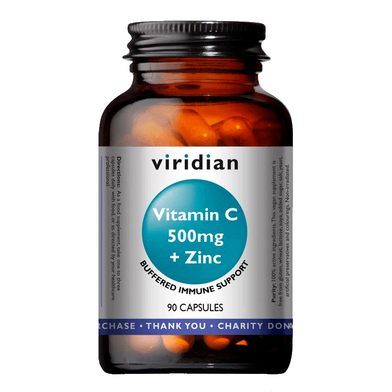 Viridian Vitamin C 500mg + Zinc  90 Kapslí